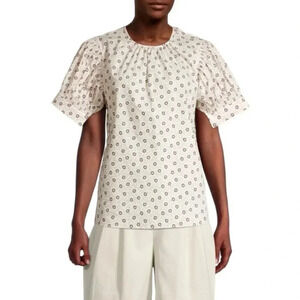 1113 Rebecca Taylor Speckled Fleur Poplin Blouse Size Small